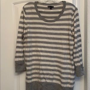 Gray/ white stripped sweater